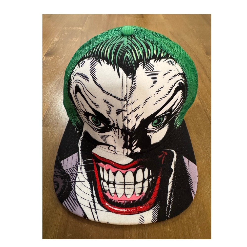 DC Comics Joker Trucker Hat Green Mesh Snapback Villain Graphic Cap